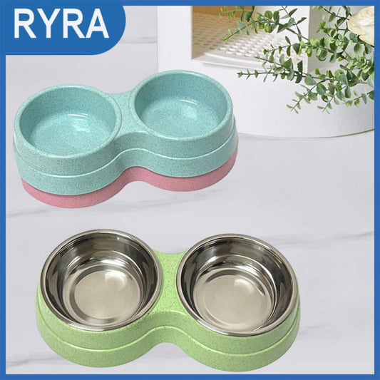 Double  Pet Food Feeding Bowl For Cat