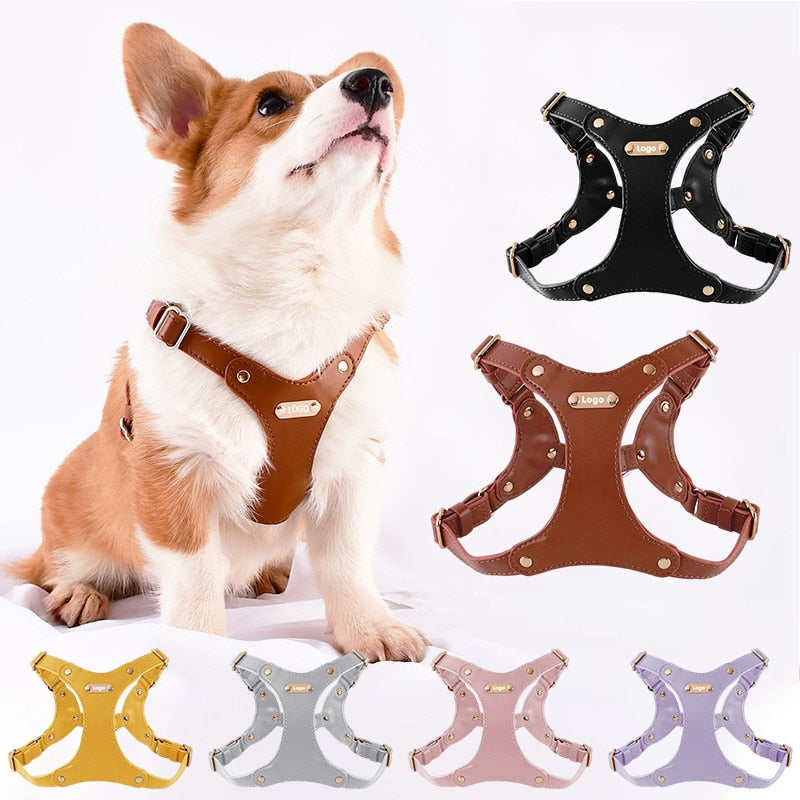 Pet Dog Harness Soft Leather, Chest Strap