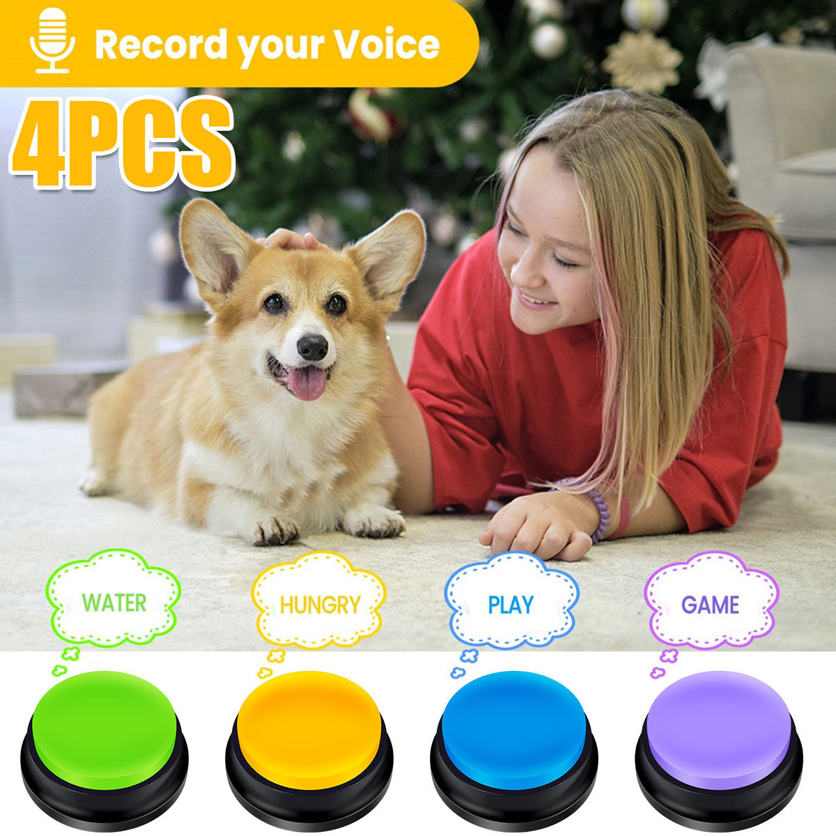 4Pcs Dog Communication Button Pet Training Buzzer